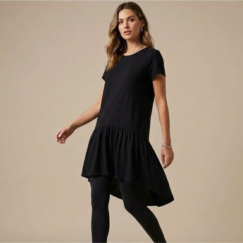 Anthropologie Dolan Left Coast High-Low T-Shirt Dress Tunic Size Medium Black